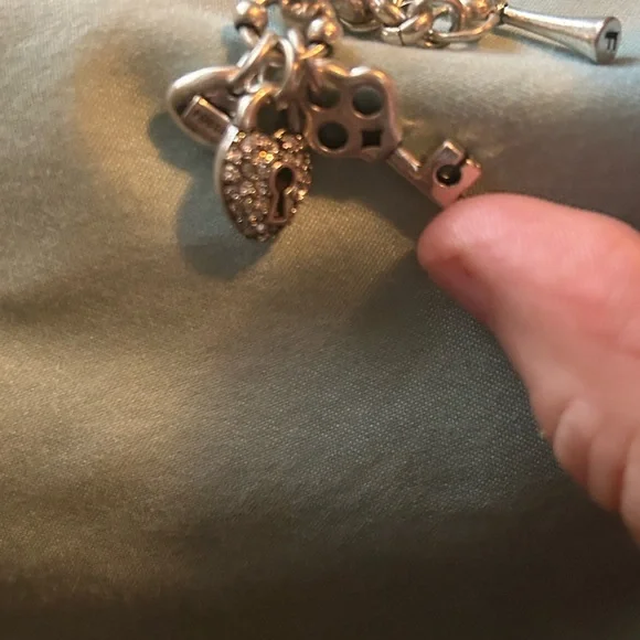 Fossil Silver Charm Bracelet with Pink and Purple Accents - Picture 9 of 12